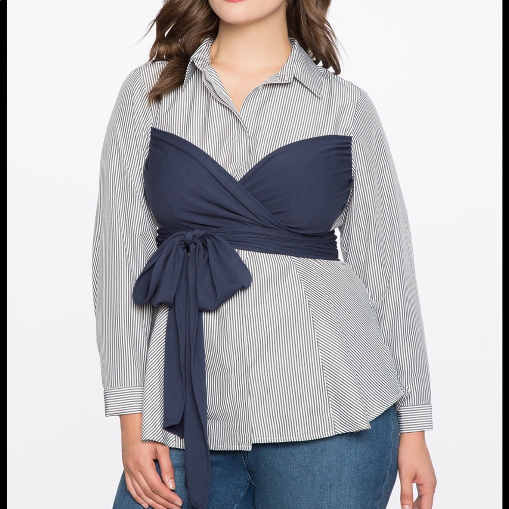 Eloquii Wrap front button up shirt